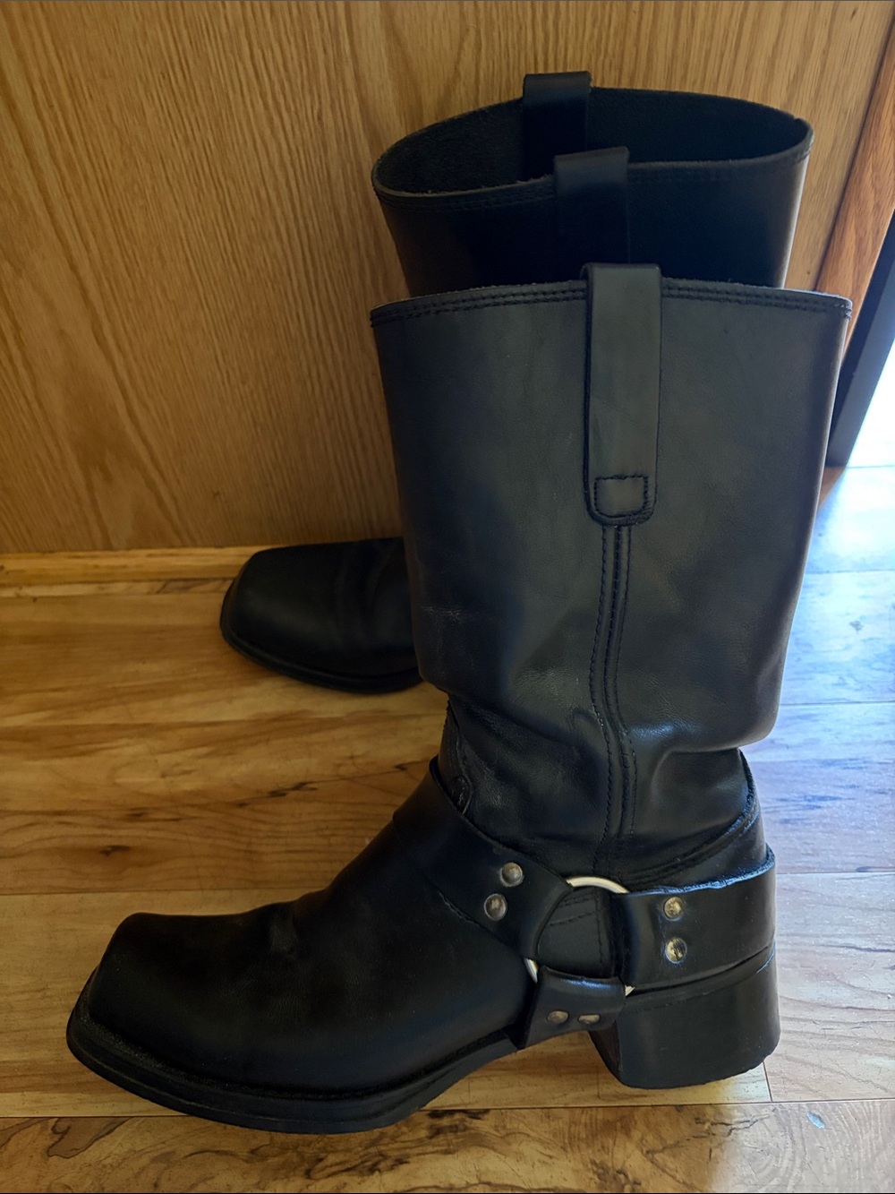 Vintage 11” Harness O Ring Moto Boots Men’s Size 9-1/2 D Black Leather GUC
